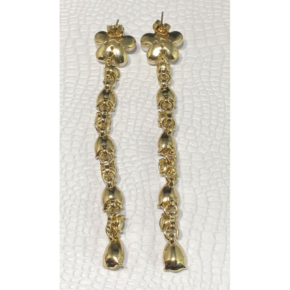 Petit Moments Daisy Drop Earrings 4 Inches Pearl Multicolored Stones Floral View 5